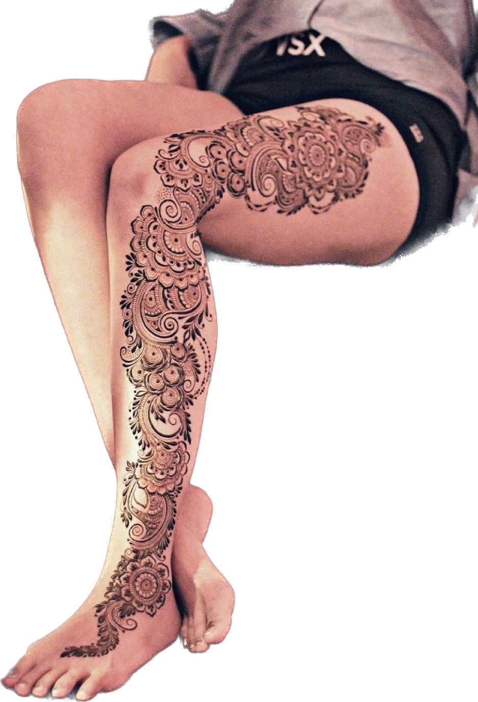henna leg tattoo designs