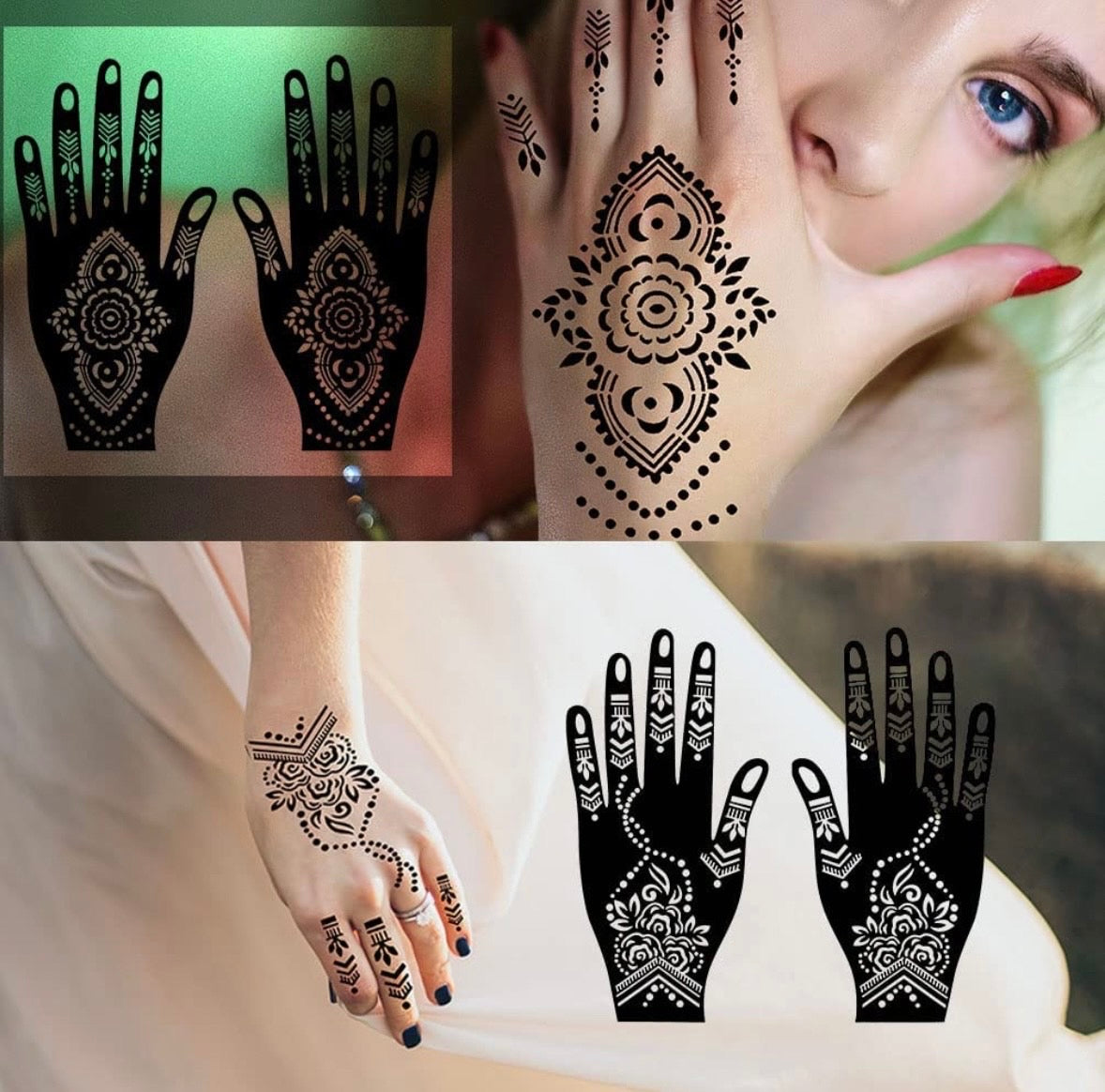 how to use henna stencil/instant Henna apply with sticker / flower  Hennastencil #1 Review #stencil - YouTube